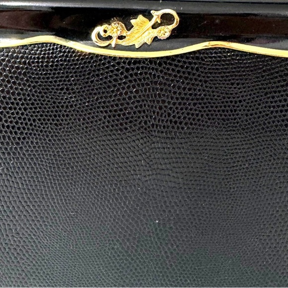 Vintage black 50s after five lizard embossed bag - Picture 4 of 7